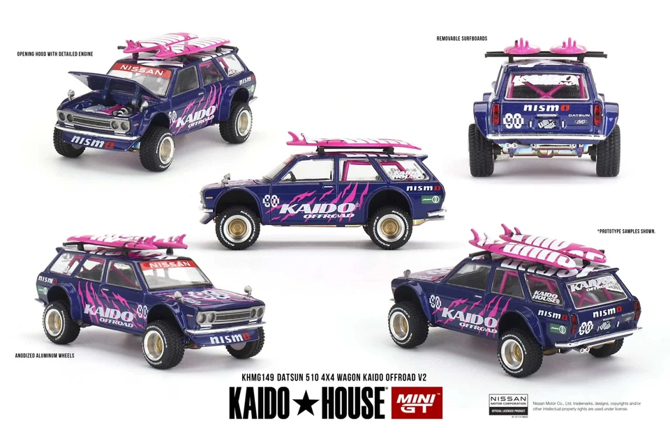 Mini GT KHMG149 Kaido House Datsun 510 4x4 Wagon Kaido Offroad V2 Die Cast 1/64 - Immagine 1 di 1