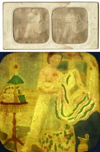 Vue stéréoscopique polyoramique FEMME SEIN NU vers 1870 - Picture 1 of 1