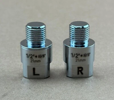 F&R CHROME Bicycle Pedal Adapter Extender 21mm Fits 1/2" Crank & 9/16" Pedal MTB BMX