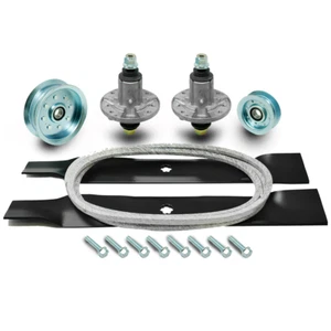 42" Deck Rebuild Kit Blades Spindles Idlers Belt Fits John Deere 102 105 115 125 - Picture 1 of 1