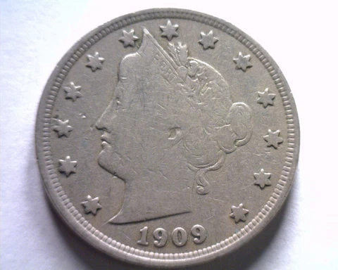 1909 LIBERTY NICKEL FINE F NICE ORIGINAL COIN BOBS COINS FAST 99c SHIPMENT Cover
