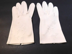 **DESIGNER LADIES OFF WHITE DOUBLE WOVEN COTTON GLOVES UNLINED SIZE 6.5 - Picture 1 of 4