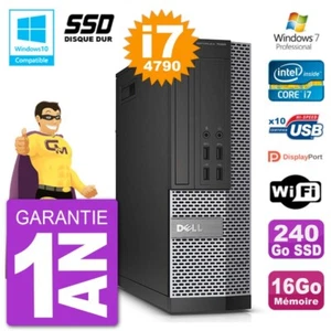 PC DELL 7020 SFF Intel i7-4790 RAM 16Go SSD 240Go Dvd-Brenner Wifi W7 - Bild 1 von 4