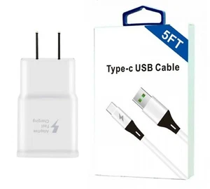 Travel Adapter+5 Feet USB-C For LG G5/G6/G7/G8/V20/V30/V40/V50/V60/Stylo 4/5/6 - Picture 1 of 2