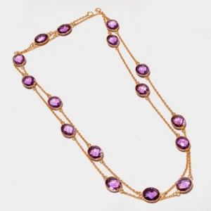 925 Sterling Silver Amethyst chain,Amethyst Bezel chain,Amethyst Connector Chain - Picture 1 of 2