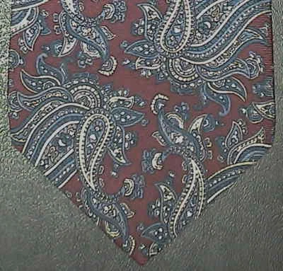 Corbata Colección Churchill Seda Granate Gris Azul Diseño Paisley Nueva en Caja t1307  Foto 1 de 4