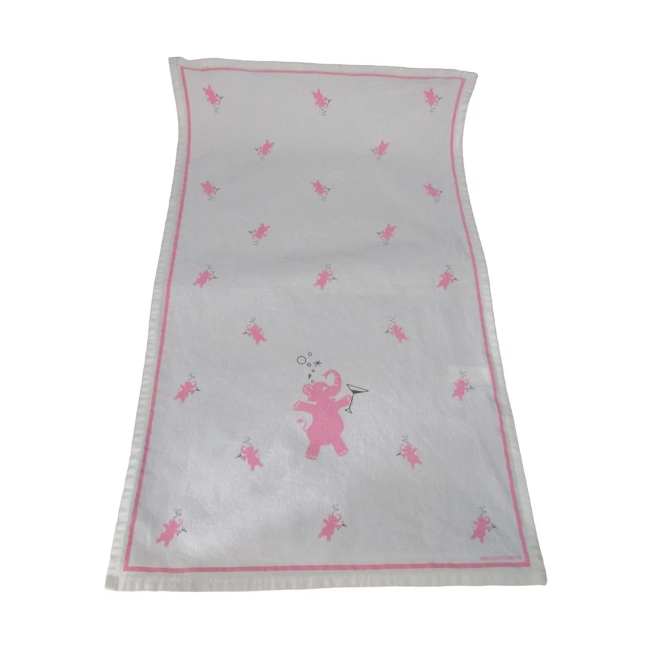 Pink Dancing Elephant Martini cóctel té o toalla de bar algodón usada en excelente estado Foto 1 de 4