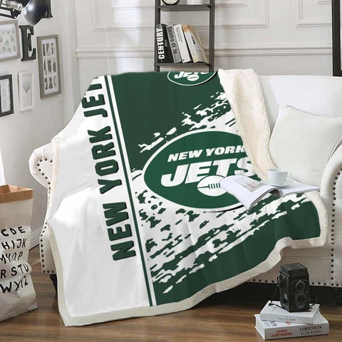 New York Jets Throw Blanket Plush Sofa Bed Blanket Sherpa Fleece Blanket Gift Cover