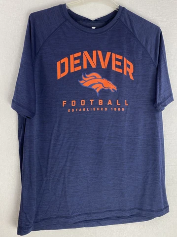 NFL Fanatics Denver Broncos Football Men’s Blue Short Sleeve TShirt Size XL POLY Cover