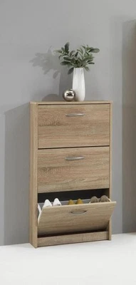 Schuhschrank Garderobe Schuhregal Schrank Flurmöbel Schuhkipper Flur STEP Eiche - Bild 1 von 3