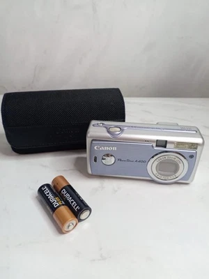 Canon PowerShot A400 Digital Camera Blue/Silver with Case Mint Condition Retro - Image 1 of 4