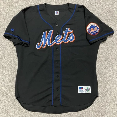 New York Mets Vintage Authentic Russell Athletic MLB Jersey 52 XXL Black 1998-99 - Image 1 of 4