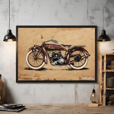 Vintage Indian Motorcycle Poster Scout G-20 Wall Art Classic US Moto Print Gift - Image 1 of 2