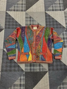 Vintage 80er Aklanda Pullover Mehrfarbig 3D Strick Coogi Style Merinowolle Damen M - Bild 1 von 6