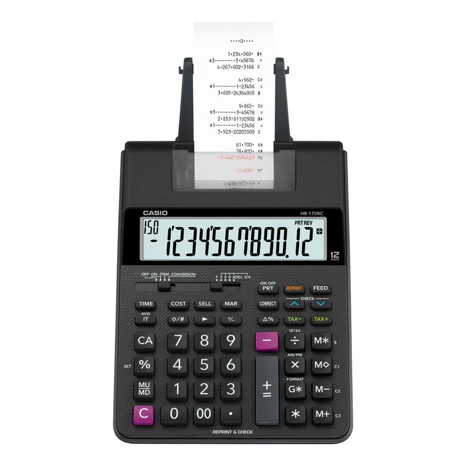 Casio HR170RC 2 Lines/Sec Printing Calculator - Black/Red Print New - Image 1 of 4