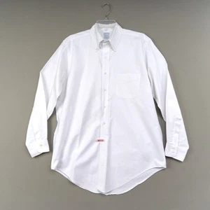 Brooks Brothers-Makers-Camisa Para Hombres 16.5 33 Blanco Sólido Ajustado Botones ~ EE. UU. - Imagen 1 de 12