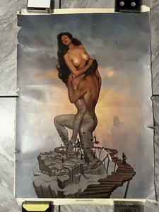 Póster de fantasía vintage 1972 John Pitre "Hombre y mujer" - 23"x34" enrollado PP-358 - Imagen 1 de 5