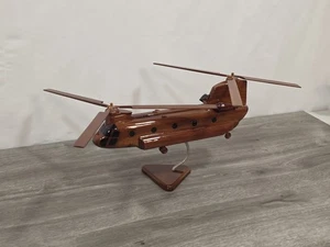 USMC Marines CH-47 Chinook Helicopter Mahogany Wood Model - Picture 1 of 6
