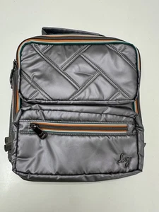 Lug Wrangler Cargo Crossbody Bag Metallic Gray Quilted LugLife Multipocket Purse - Picture 1 of 6