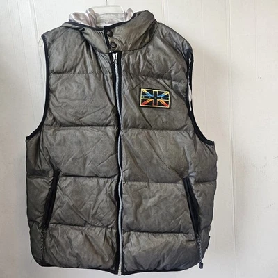 Coogi Australia Men's Puffer Jacket Vest Sz 2X Dark Gray Hooded Gorpcore V0473 - Image 1 of 4