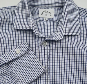 PRECIOSA Camisa de Vestir Kirrin Finch Hecha en Italia Azul Cuadros Algodón 14.5x30 - Imagen 1 de 4