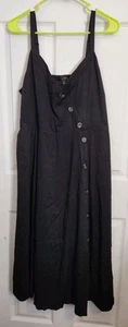 TORRID Midi Challis Asymmetrical Button Front Sleeveless Dress Black Size 1X NWT - Picture 1 of 13