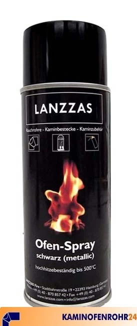 LANZZAS [1L/22,50€] Ofenlack Ofenfarbe hitzebeständiger Lack schwarz-metallic 400 ml