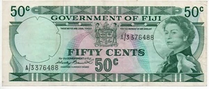 Fiji Government 50 Cents ND.1971 P 64a Series A/3 376488 Circulated Banknote - Picture 1 of 6