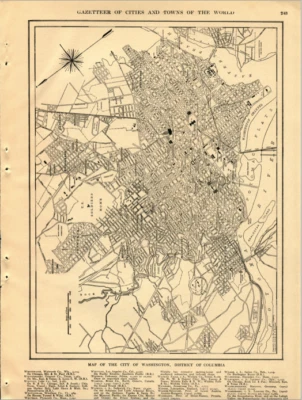1914 Vintage Map Washington D. C. City  B & W Original From Collier Atlas - Image 1 of 3