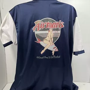 Cruisin USA Bowling Shirt Adult XL Airmans Club Sexy Bikini Girl Riding Bomb Men - Picture 1 of 4
