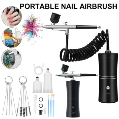 Portable Airbrush Kit Compressor Paint Cordless Handheld USB Air Brush Spray Gun - image 1 of 4