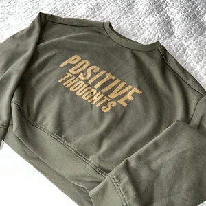 ZARA “Positive Thoughts” Pullover Army Green Size 13-14 Cropped Top Sweatshirt - Picture 1 of 7