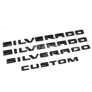 4Pc Matte Black SILVERADO CUSTOM Emblem Badge Nameplate Letters 2500HD Chevrolet - Picture 1 of 5