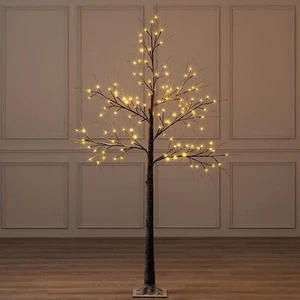 5ft Snowy Effect Warm White Twig Tree Pre-lit 96 LED Christmas Indoor / Outdoor - Picture 1 of 8
