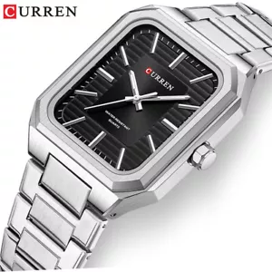 CURREN Men Watch Luminous Dial Rectangle Wristwatch Simple Casual Steel Watch - Picture 1 of 26