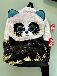 TY Flippables Pailletten Bambus der Panda Rucksack für Kinder, 10 Zoll groß - Bild 1 von 4