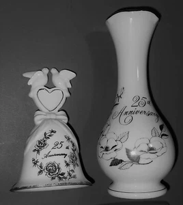 GEORGE GOOD VTG Japan Vase Taiwan Dove Bell 25th Anniversary Fine China RARE LOT - Picture 1 of 8