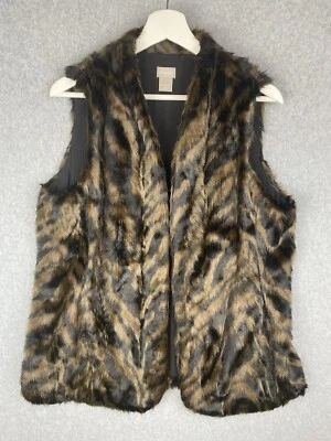 Chaleco de piel sintética con estampado animal CHICOS para mujer 8-10 abrigo exterior marrón negro Foto 1 de 4