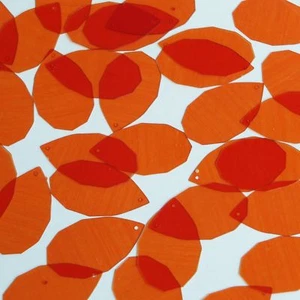 Lentejuelas Facet Gem Lágrima 1.25" Naranja Transparente Brillante Ver-Thru - Imagen 1 de 2