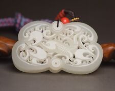 Chinese Top Natural Hetian Jade Carved Exquisite Statues White Jade Pendant Gift