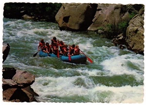 Postal Vintage Arkansas Rafting en el Río Arkansas Bill Foto Noble 1981 pm - Imagen 1 de 2