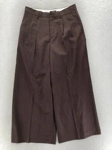 Madewell The Harlow Super Wide Leg Trouser Pants Women's 8 Brown Pleated Wool - Picture 1 of 14