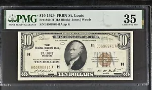 $10 1929 FRBN St. Louis Fr#1860-H Jones Woods Choice VF35 PMG - Picture 1 of 2