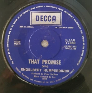 Engelbert Humperdinck 1967 SA p/ s 45rpm single / The Last Waltz/ That Promise - Picture 1 of 2