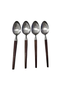 Vintage MCM Stanley Roberts, SRI Silverware FASCINATION soup Spoons X 4 - Picture 1 of 4