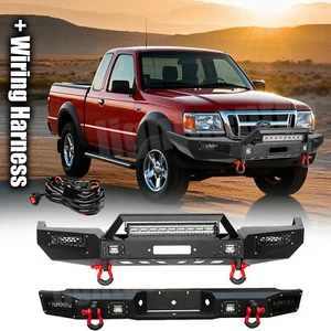 Protector de parachoques delantero trasero para Ford Ranger 1998-2011 con placa de cabrestante de luz LED anillo en D - Imagen 1 de 13