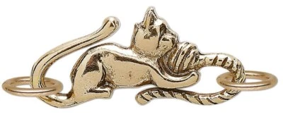 2 Sets Antiqued Gold Plated Pewter 29x13mm Cat S Hook Clasps with 2 Rings - Image 1 of 2