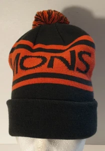 MONS ROYALE McCloud Pom Pom Merino Wool Blend Unisex Beanie Hat Khaki Orange O/S - Picture 1 of 7
