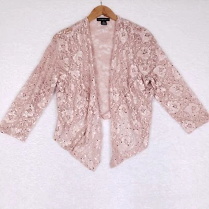 Cardigan donna pizzo Candlelite 1x rosa paillettes trasparente romantico elegante nonna - Foto 1 di 7
