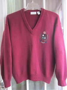 IZOD Burgundy Color V-Neck Long Sleeve Cotton Sweater Men M - Picture 1 of 8